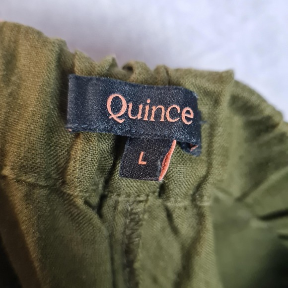 Quince Linen Pants Womens Large Martini Olive Tapered Ankle Pull On Casual - Picture 14 of 16